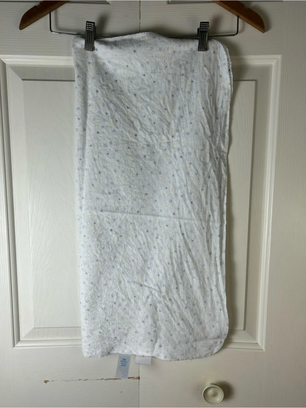 Kidgets Blue White Stars Baby Receiving Blanket Flannel Yellow Polka Dots Thin